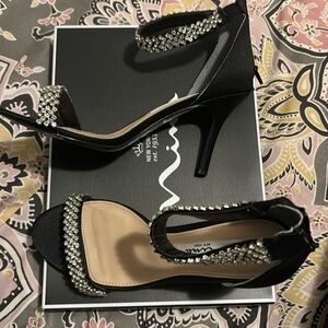 Nina black rhinestone sandals